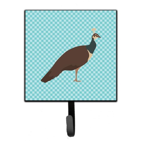 Jensendistributionservices Indian Peahen Peafowl Blue Check Leash or Key Holder MI1706704